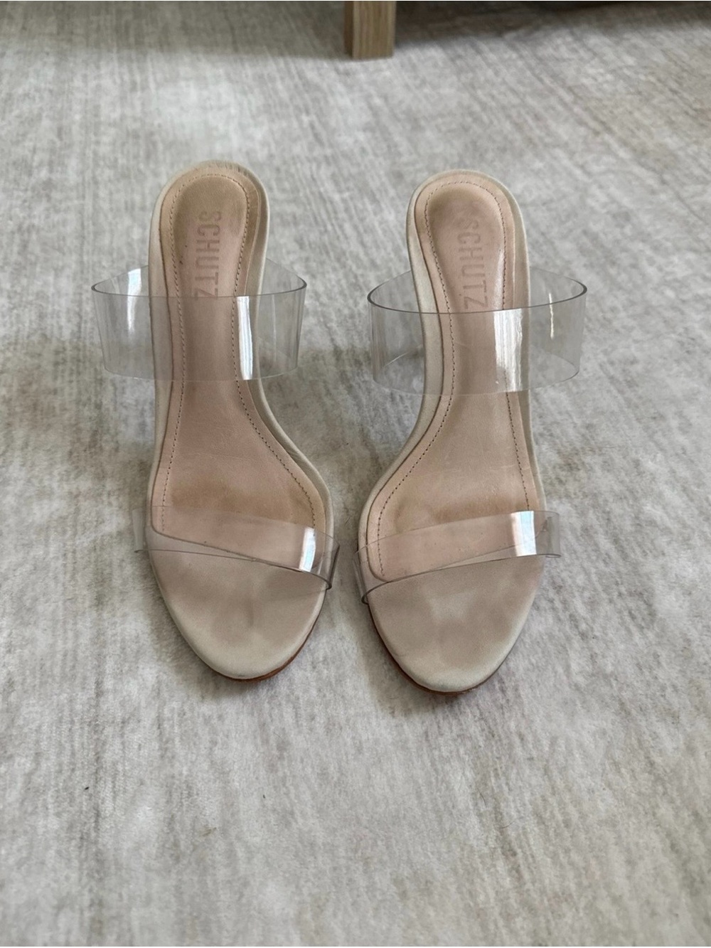 SCHUTZ Ariella Clear Strap Slide Heels